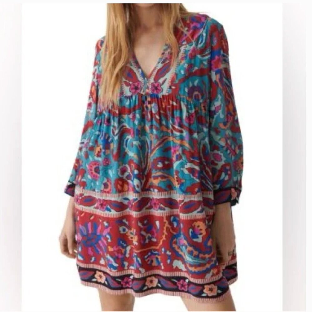 ba&sh Maureen Floral Border Print Boho Dress XS